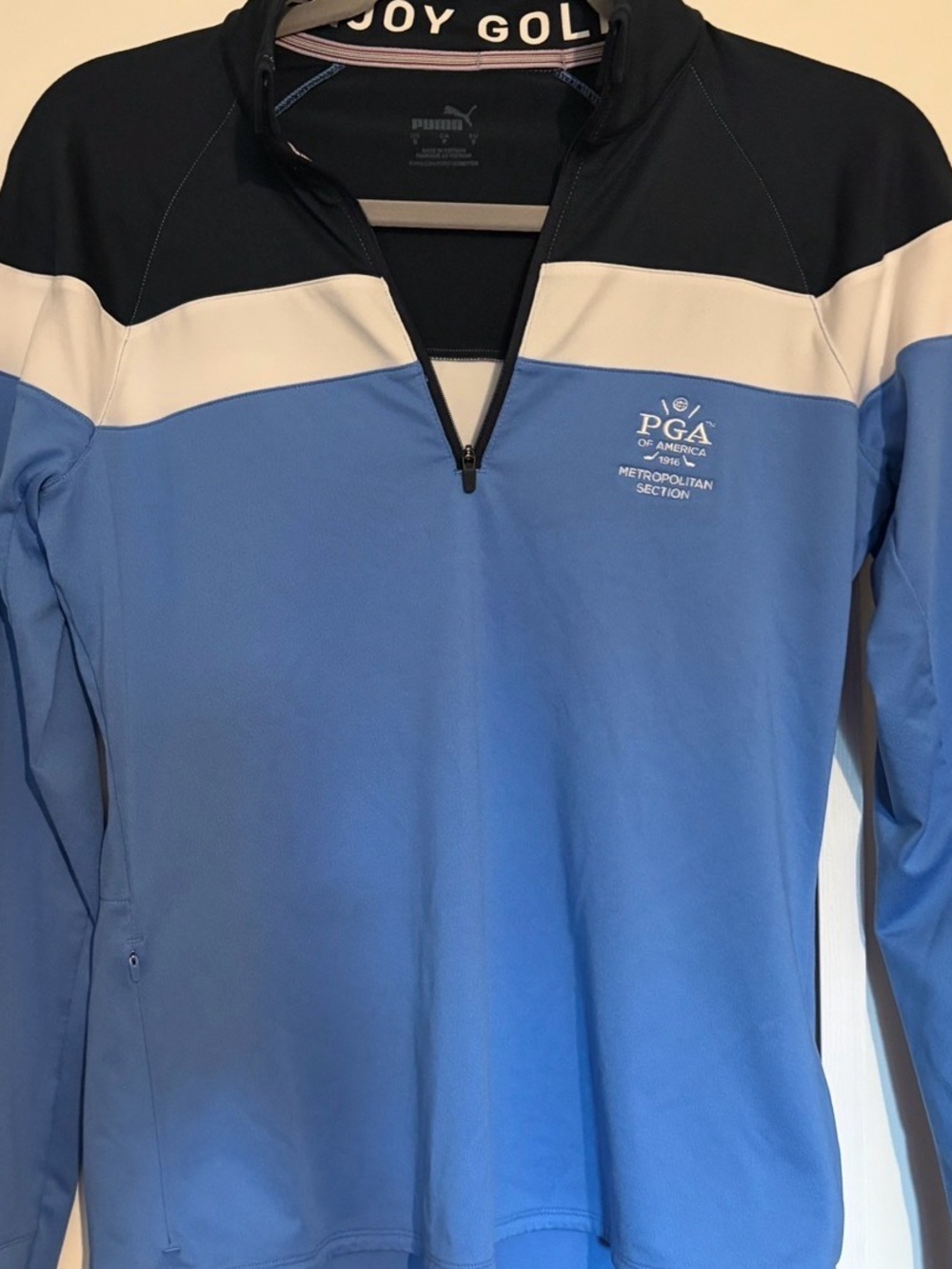 Puma Light Blue and Navy PGA Quarter-Zip Pullover